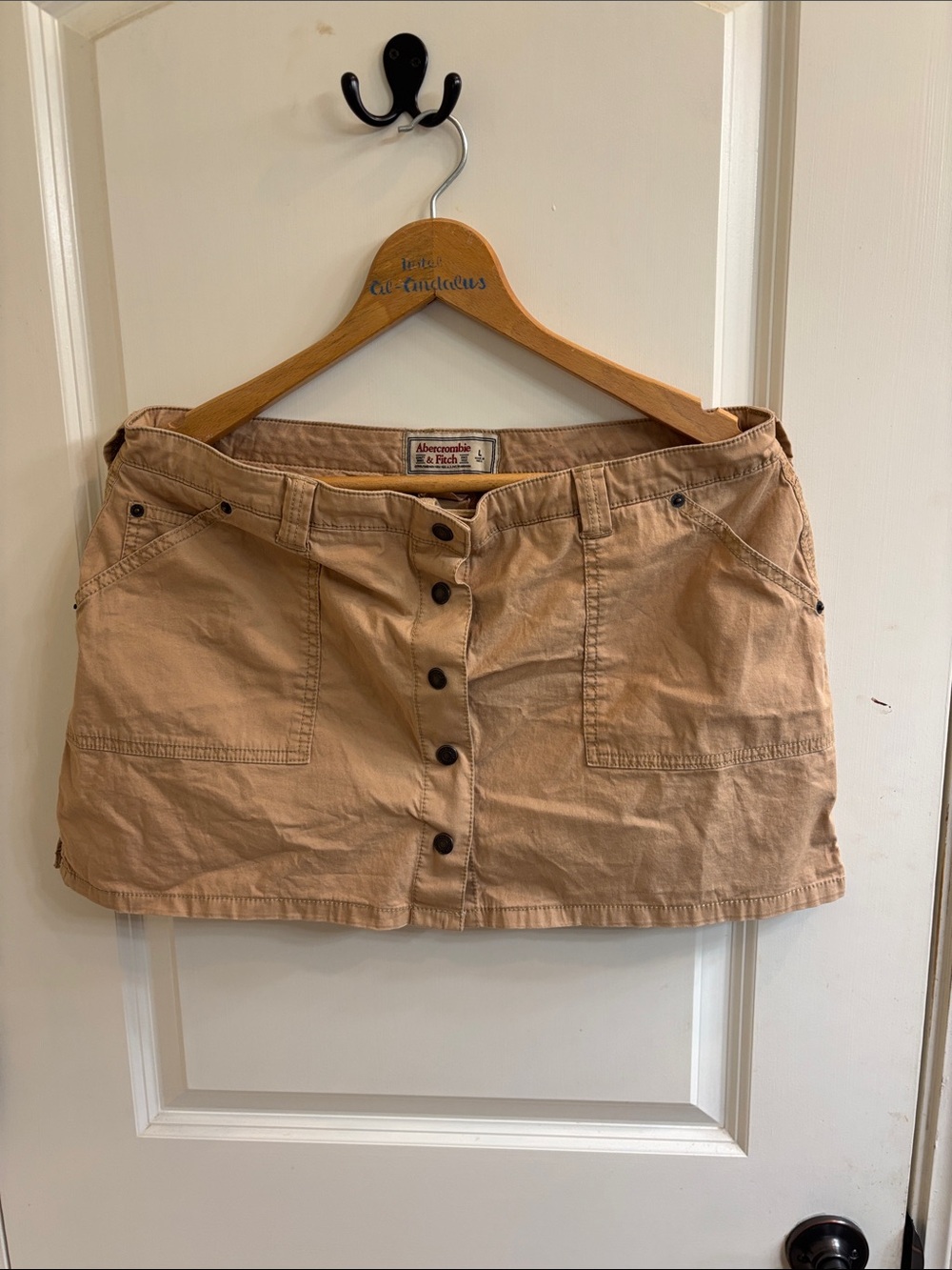 Abercrombie & Fitch Tan Button-Front Utility Mini Skirt